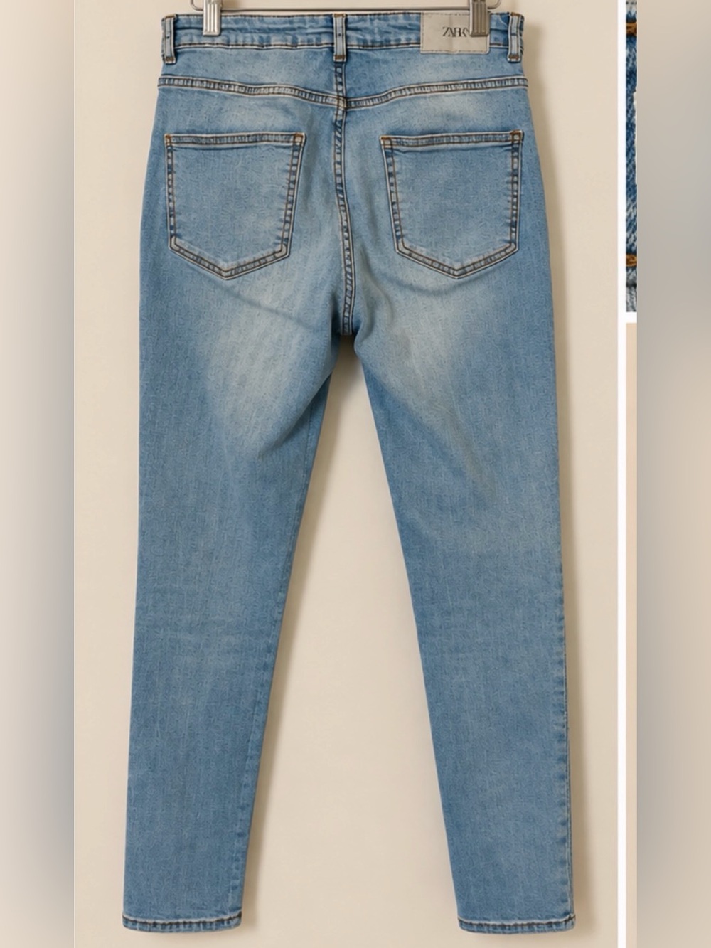 Zara Light Blue Skinny Jeans with Beads Down the Side for Women - Picture 2 of 3